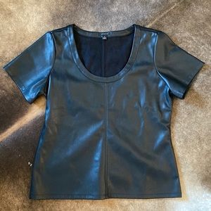 Ann Taylor Faux Imitation Leather Top Size M Black